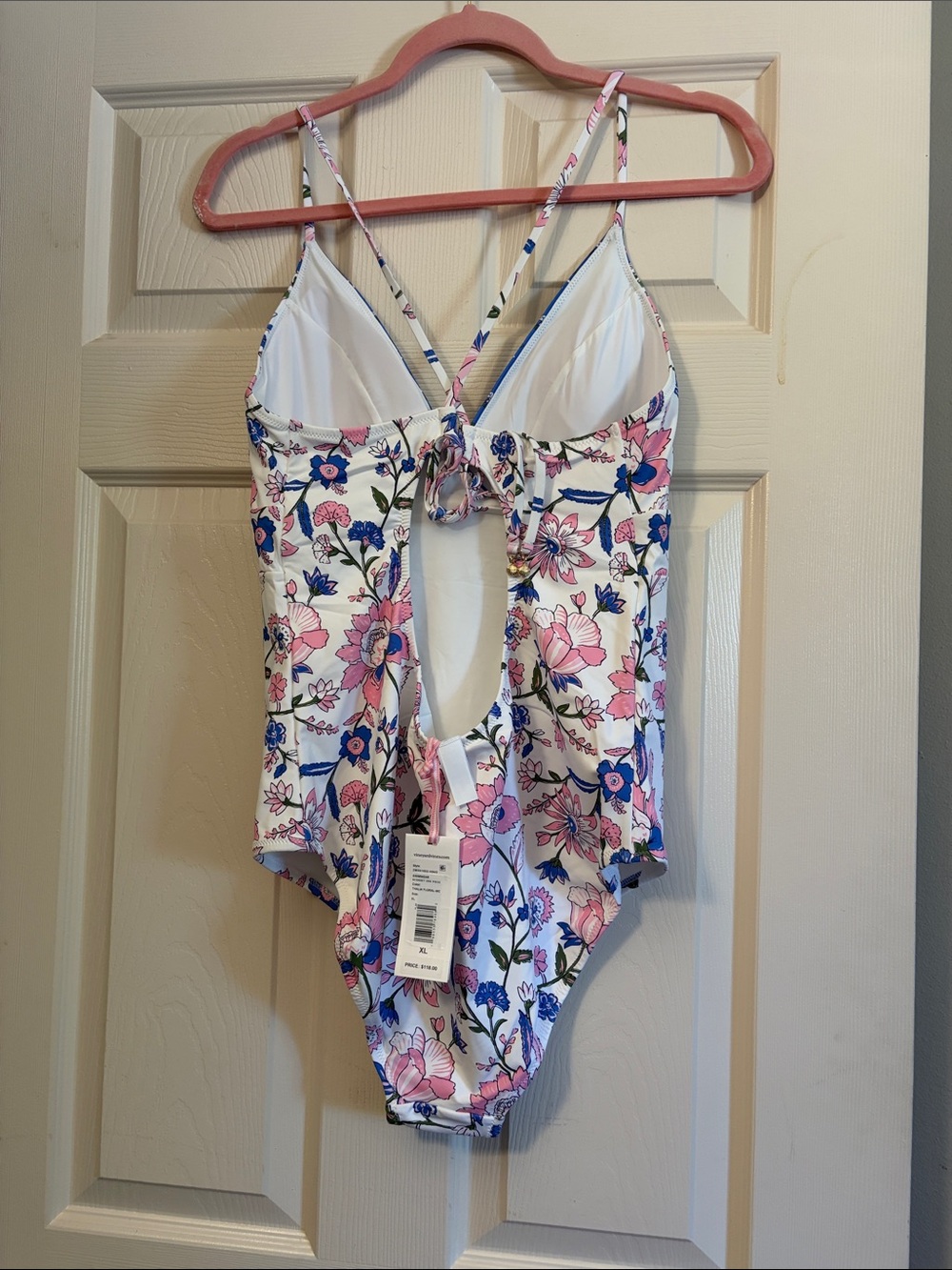 Vineyard Vines White One-Piece Swimsuit with Pink & Blue Floral Print - Picture 2 of 2